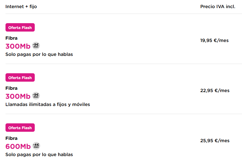 compañías jazztel oferta fibra y fijo